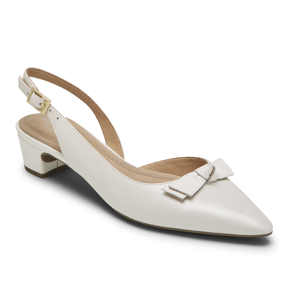 Rockport Womens Heels White - Total Motion Gracie Bow Slingback - UK 413-THZIRM